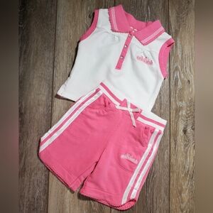 Adidas Pink and White Baby Shorts Outfit Size 3M